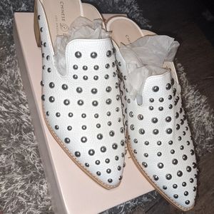 Chinese Laundry White Studded Mules